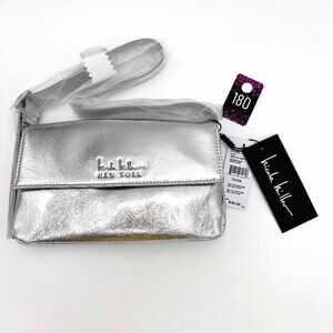 NWT Nicole Miller Silver metallic shoulder bag